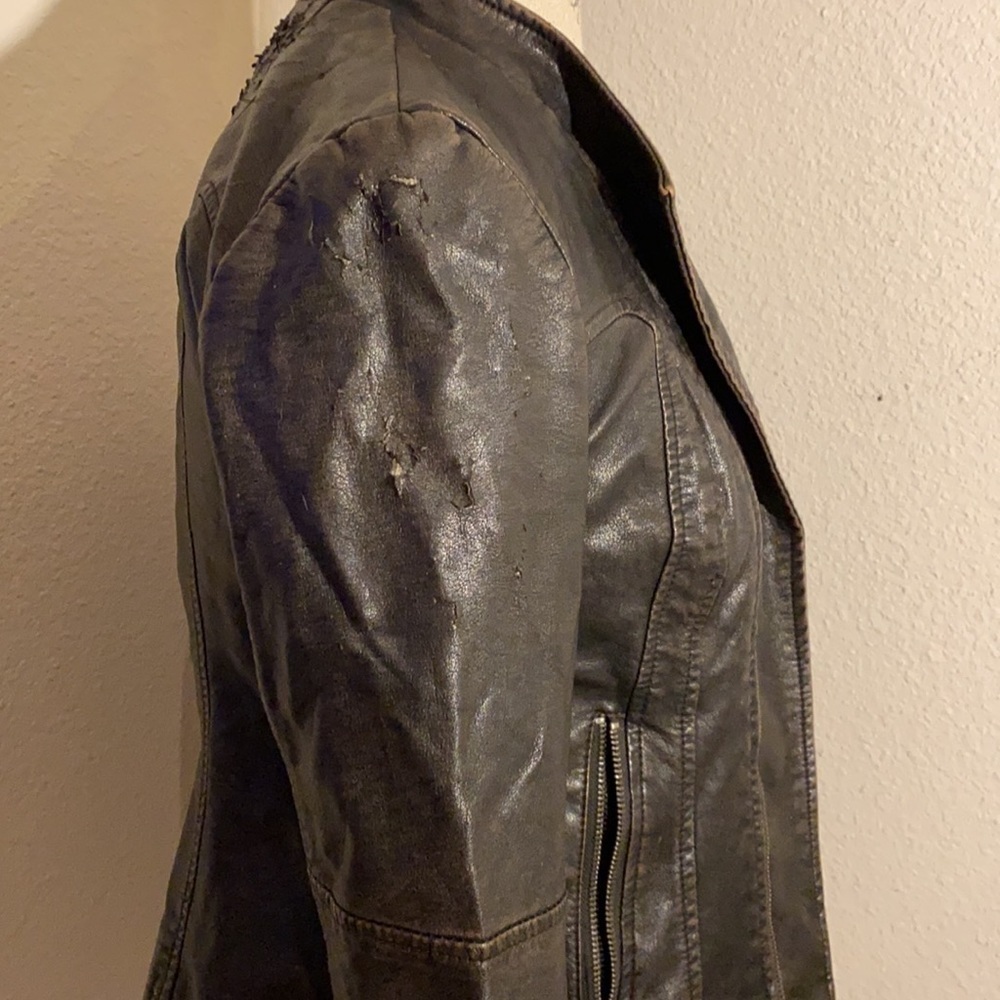 Express jacket faux leather worn coat XS​​ - Picture 9 of 11